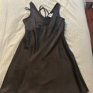 Elegant Black Satin Slip Dress